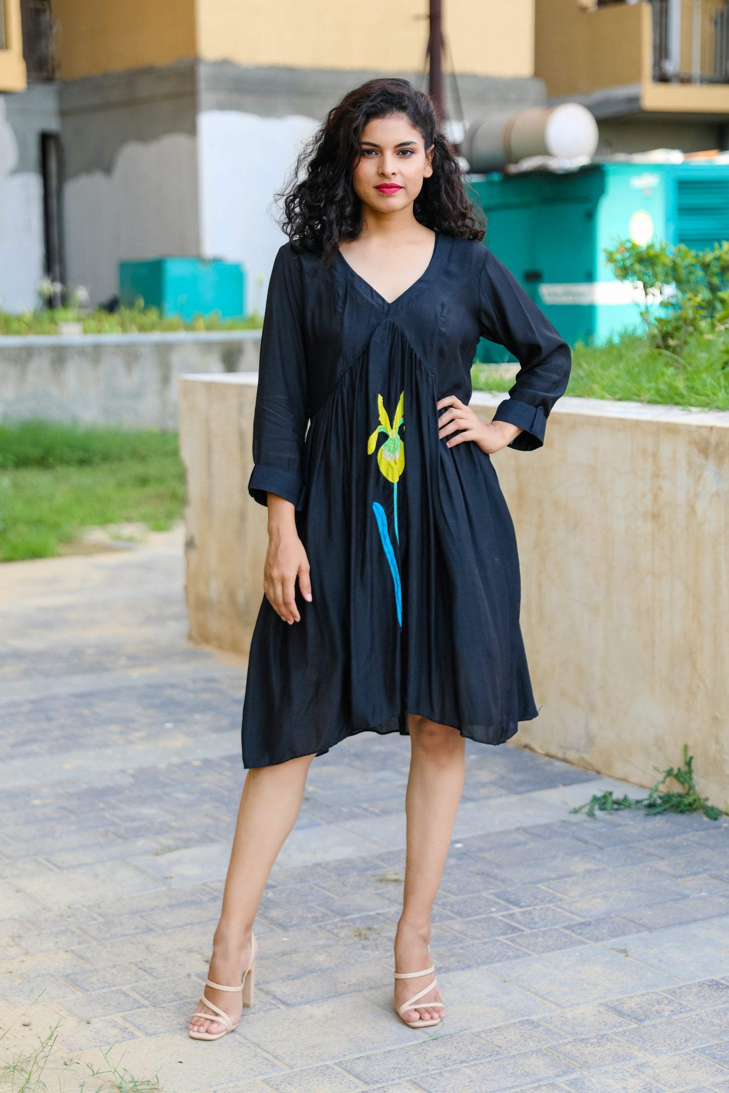 Gather Dress Black