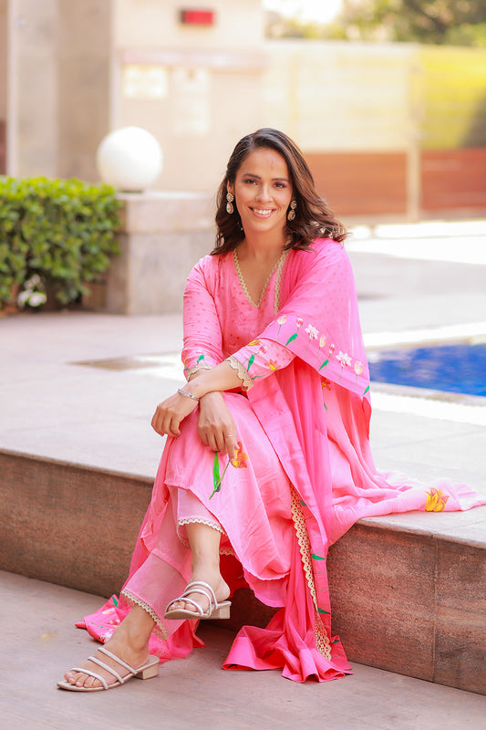 Saina Nehwal in Pink Kalidars Elegant Kalidar