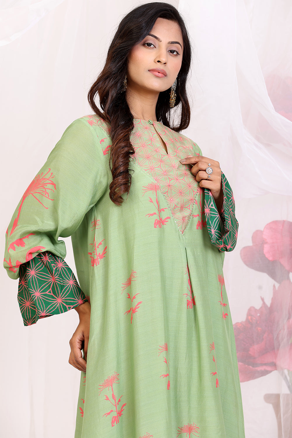 Pistachio Green And Leaf Green Kurta Set