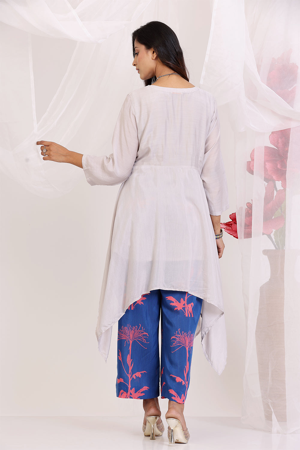Designer Light Grey And Blue
