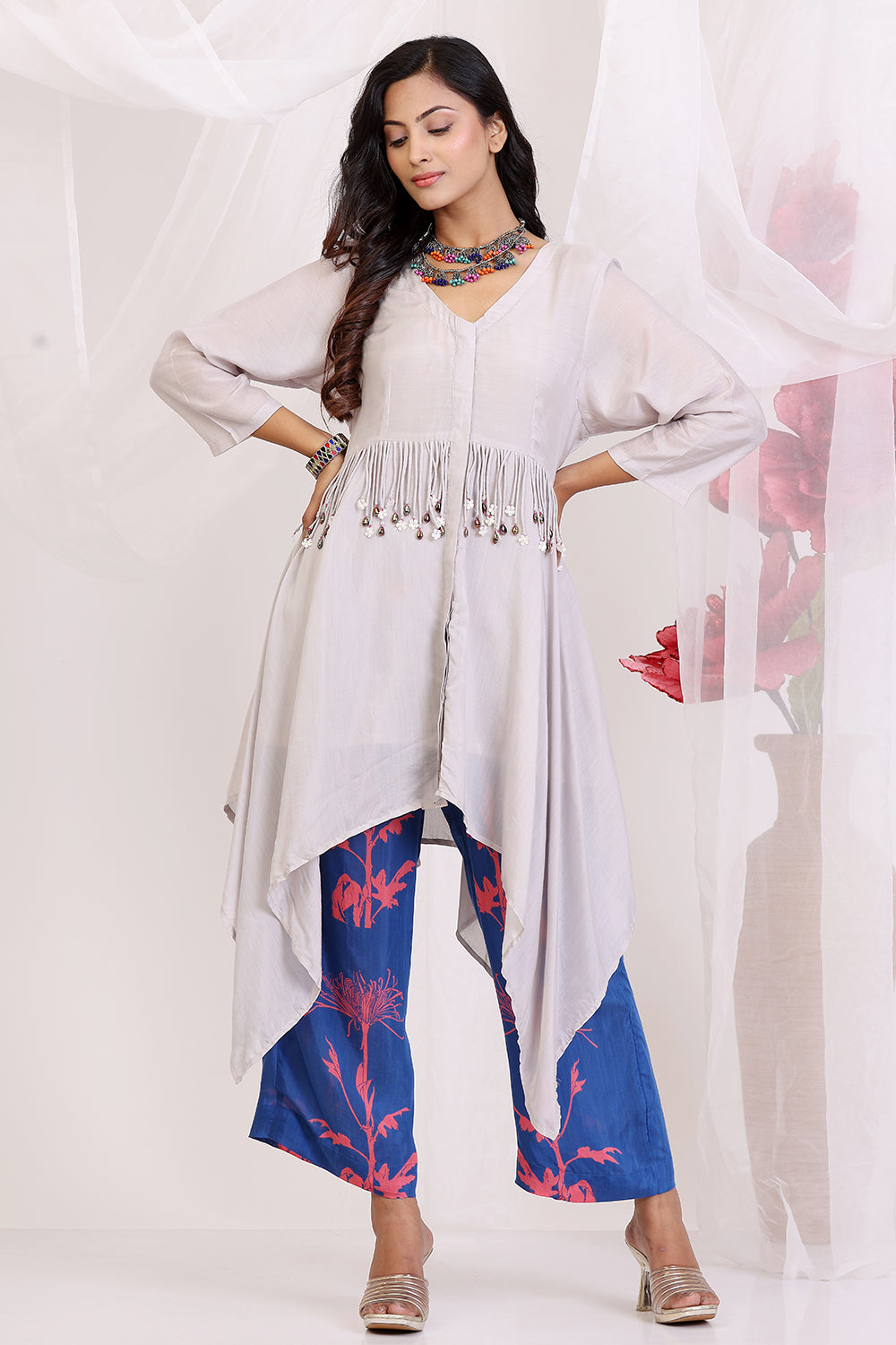Designer Light Grey And Blue