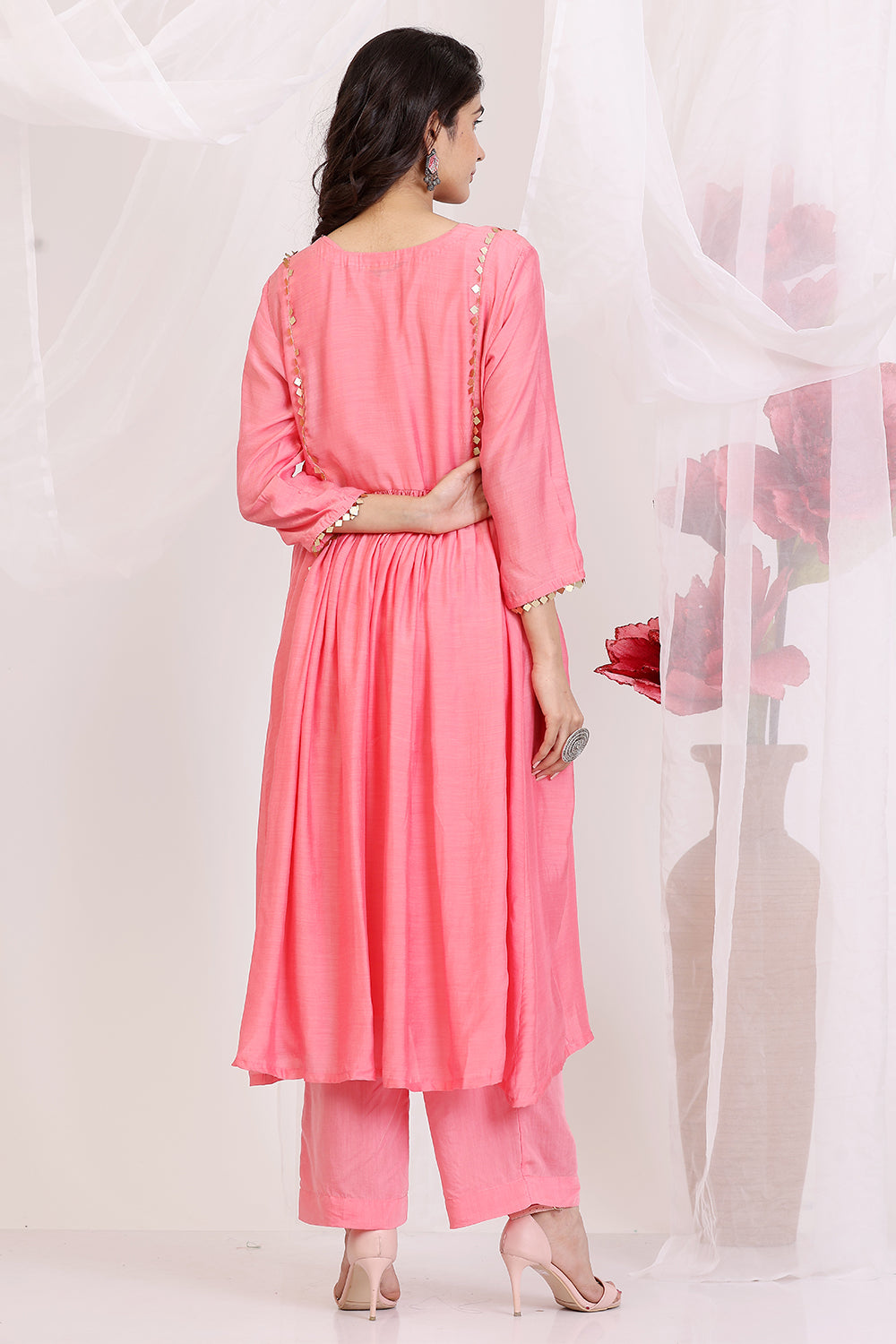 Coral And Ochre Yellow Kurta set