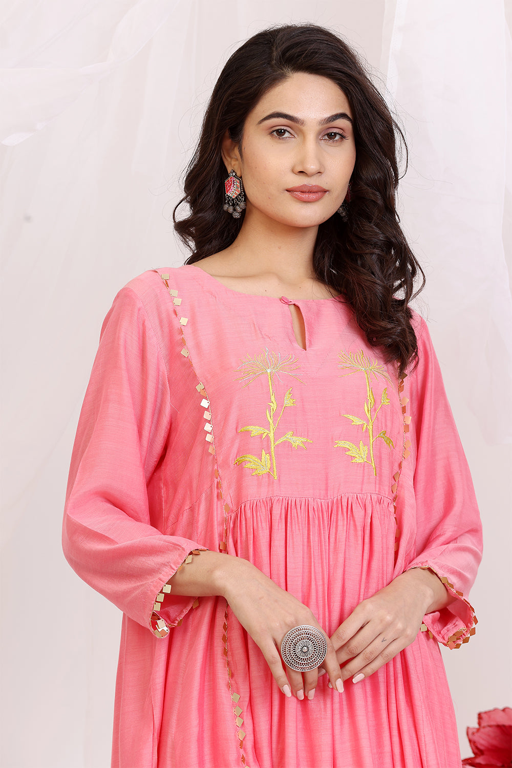 Coral And Ochre Yellow Kurta set