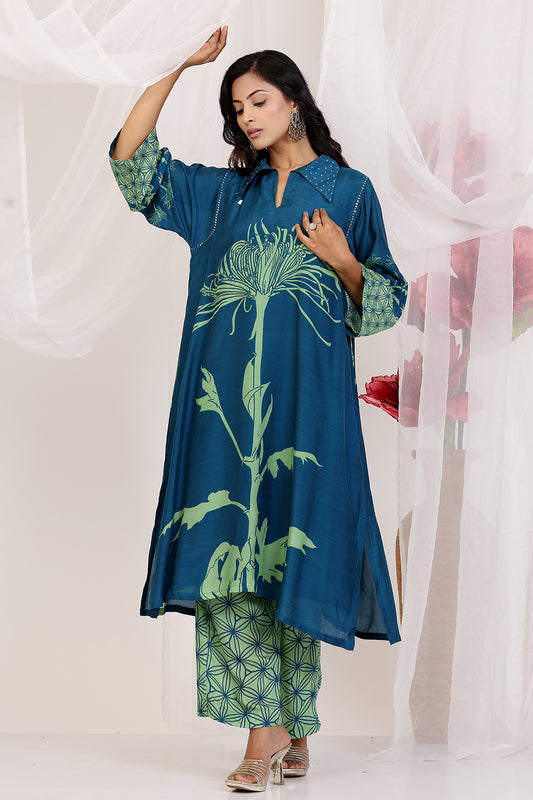 Kurta Set Dark Blue Pear Green