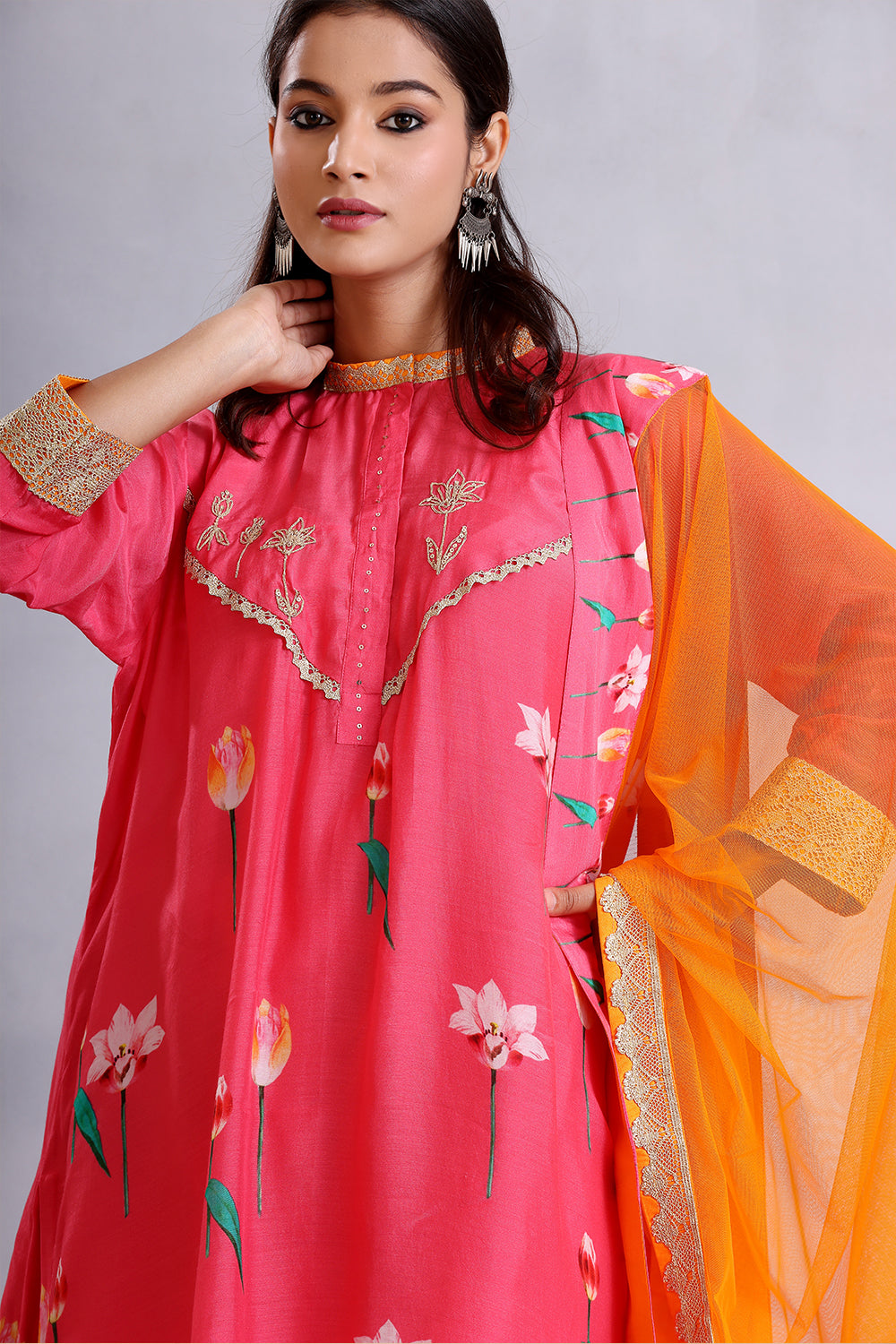 Coral Kurta and Gharara set