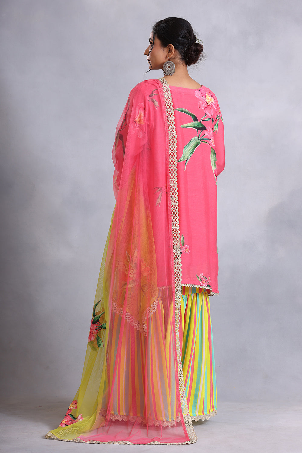Coral Pink Kurta and Gharara Set