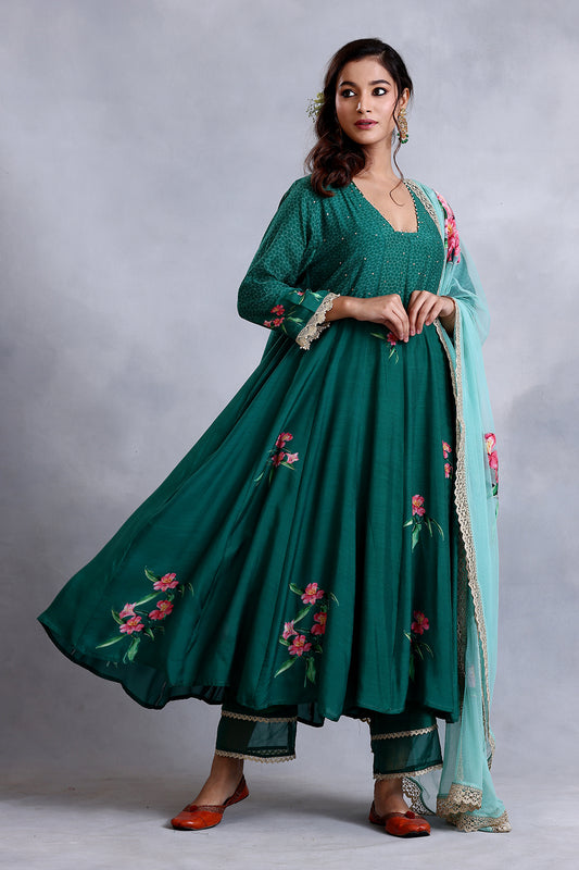 Designer Emerald Green Kalidars