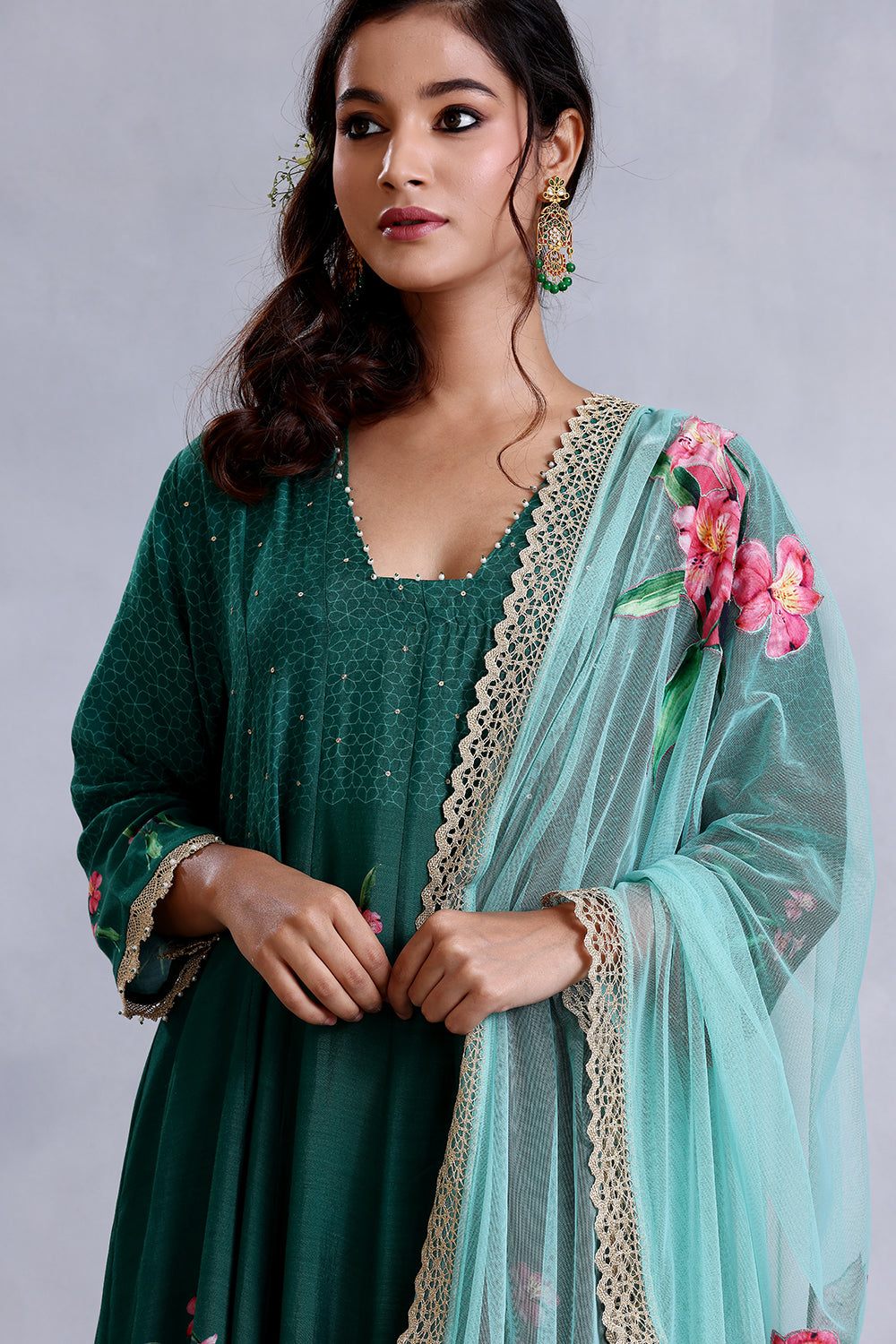 Designer Emerald Green Kalidars