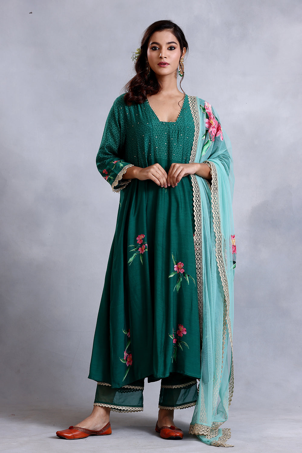 Designer Emerald Green Kalidars