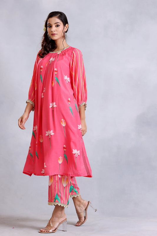 Coral Pink Kurta Set