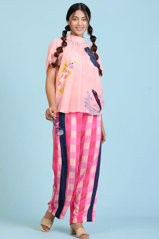 Peach And Magenta Coord