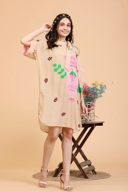 Golden Beige Lipstick Dress