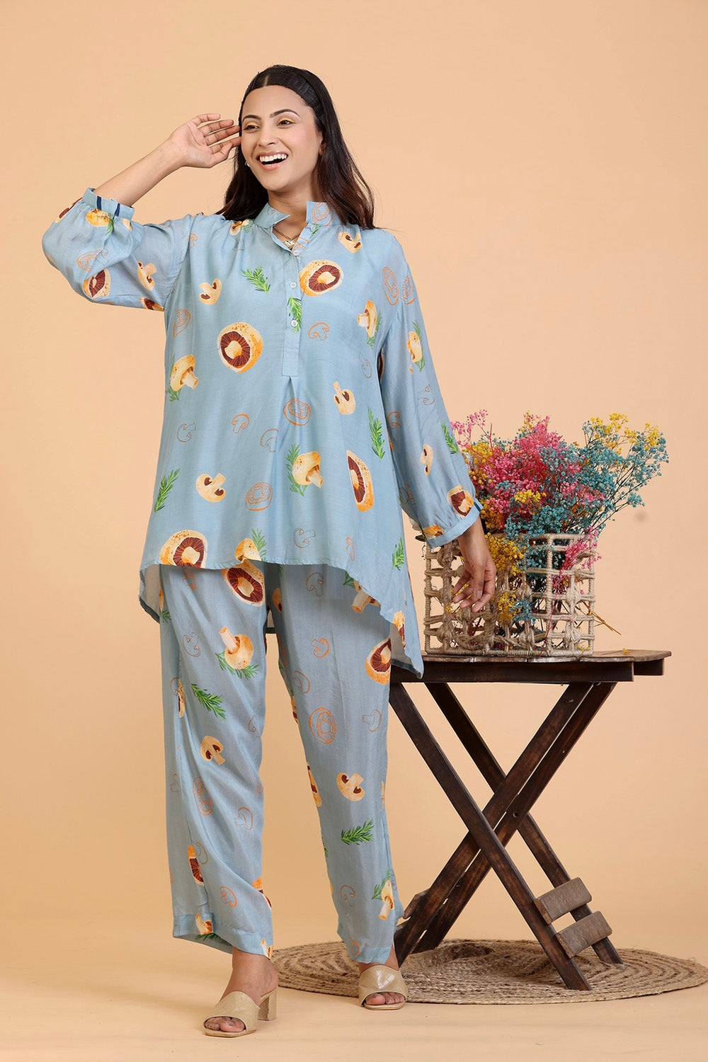 Steel Grey Mushroom Coord Set
