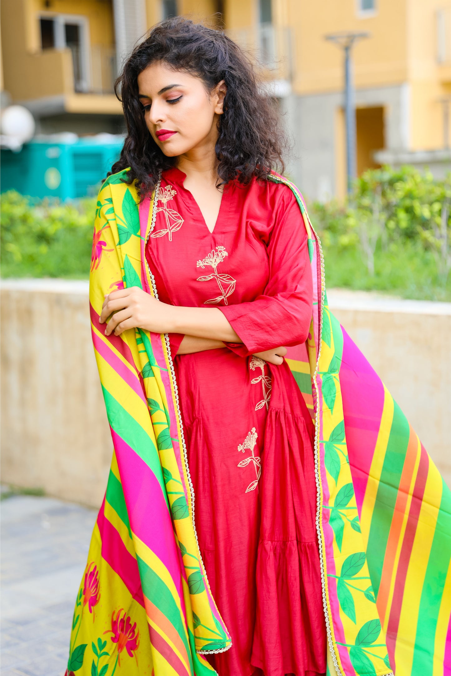 Gathered Kalidar set - Maroon