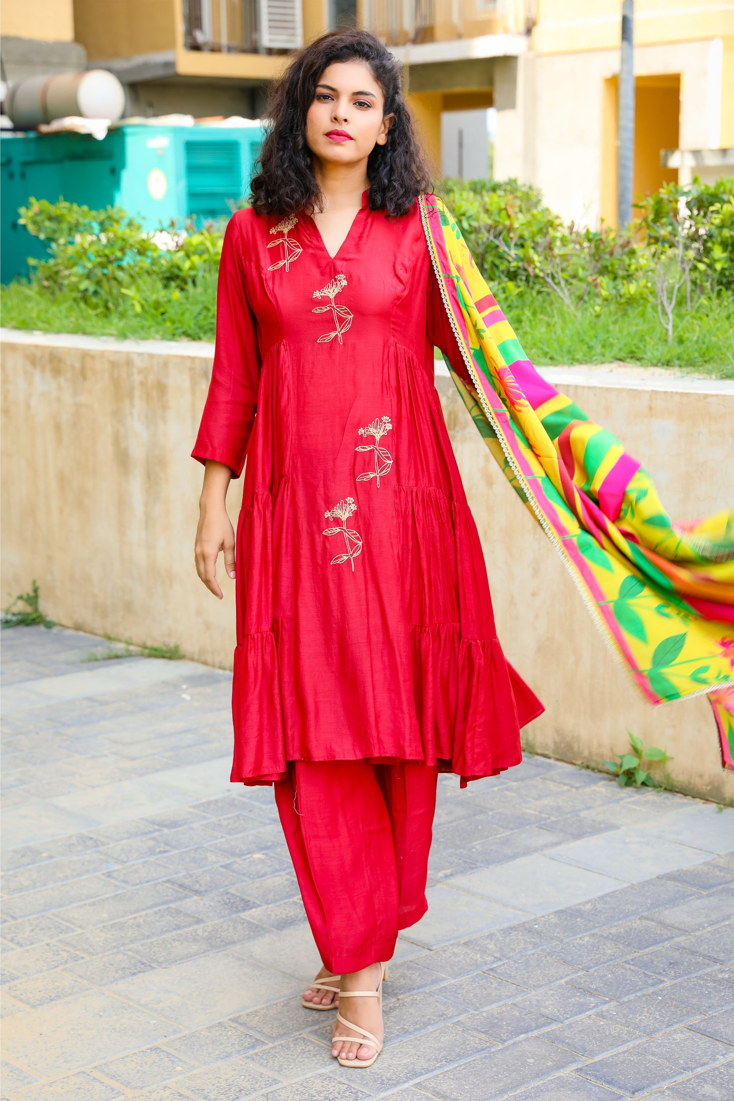 Gathered Kalidar set - Maroon
