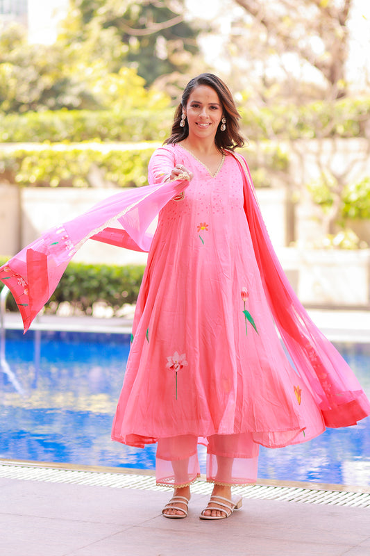 Saina Nehwal in Pink Kalidars Elegant Kalidar