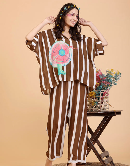 Coord set - Striped Fan (Brown)