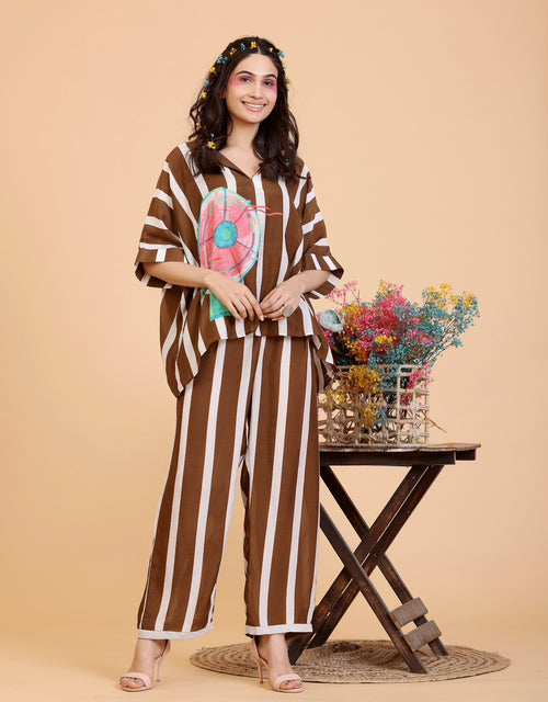 Coord set - Striped Fan (Brown)