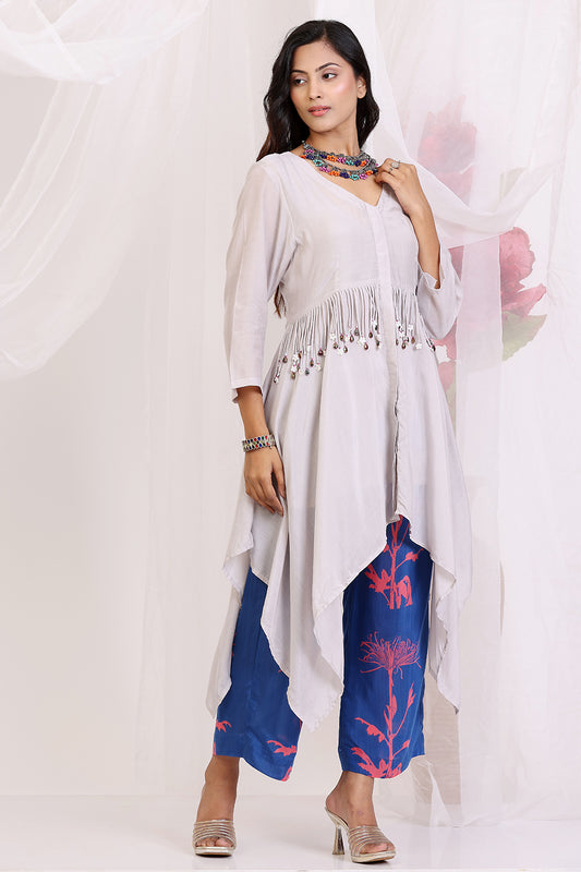 Designer Light Grey And Blue
