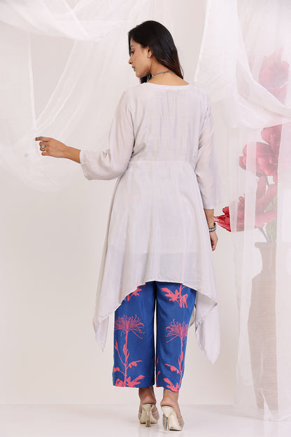 Designer Light Grey And Blue