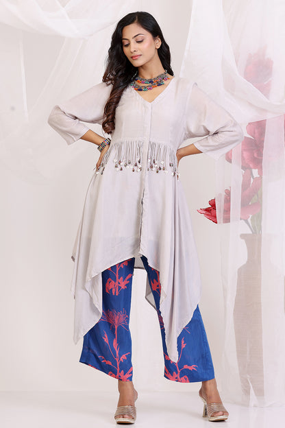 Designer Light Grey And Blue