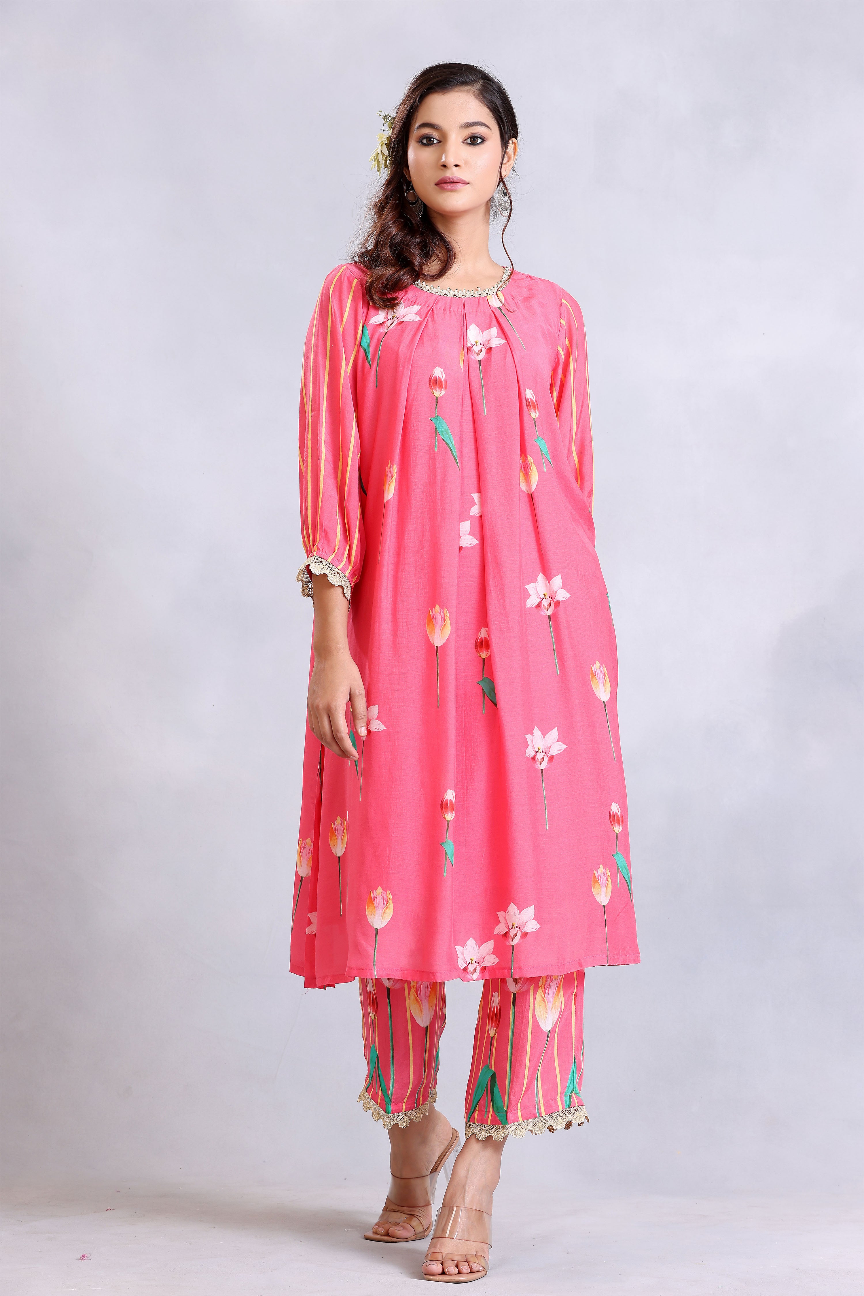 Kurta Set - Coral Pink