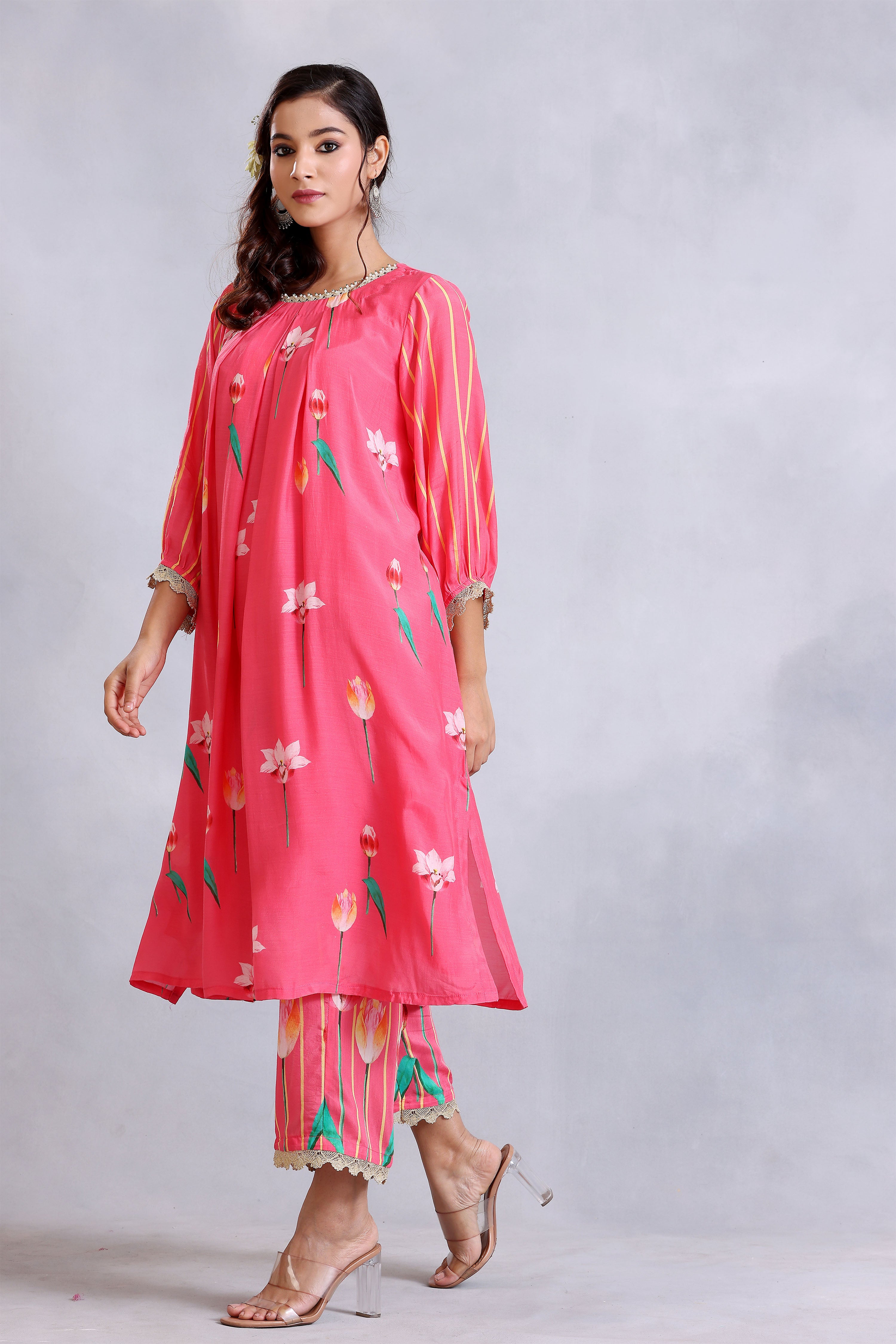 Kurta Set - Coral Pink