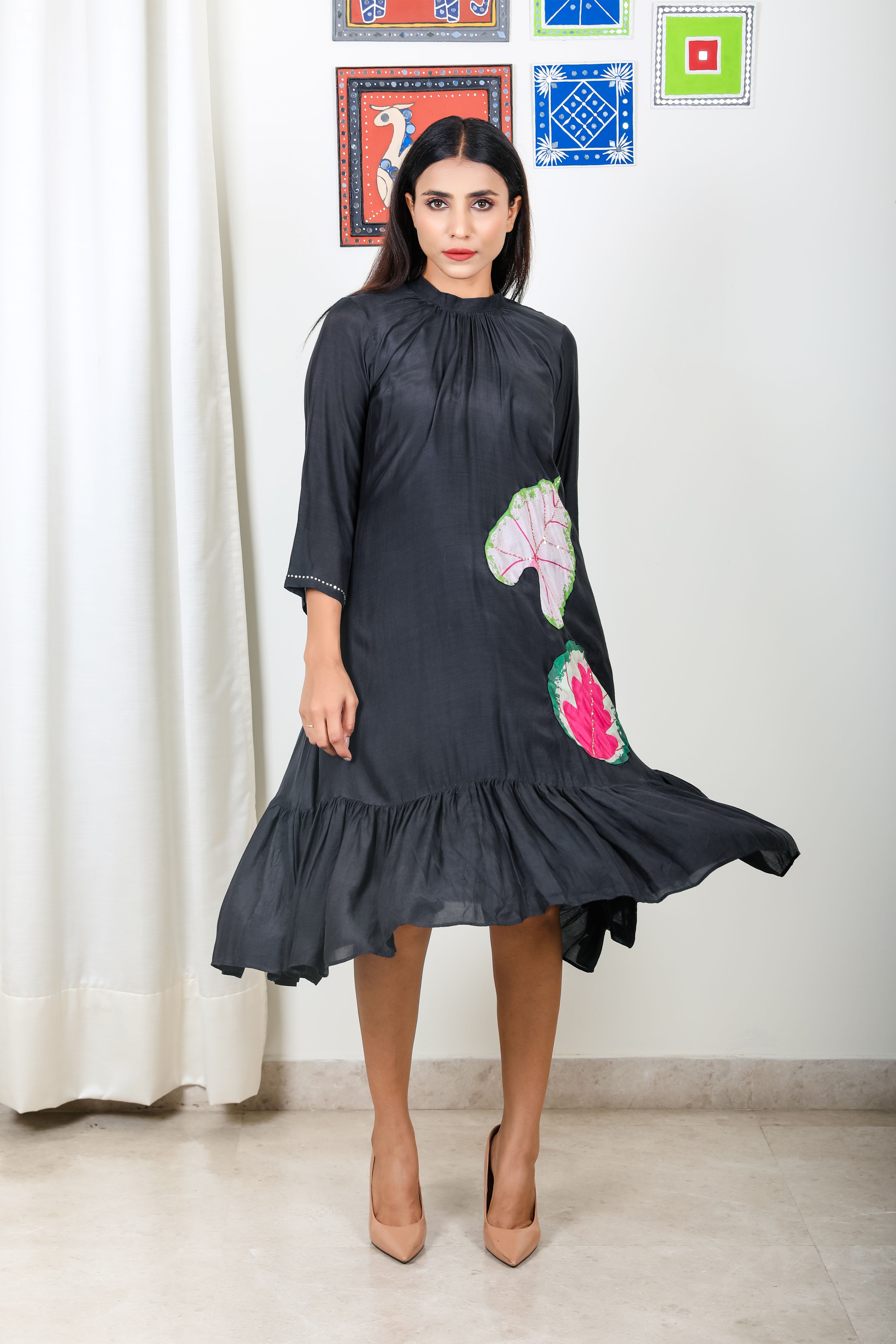 Gather Dress Black