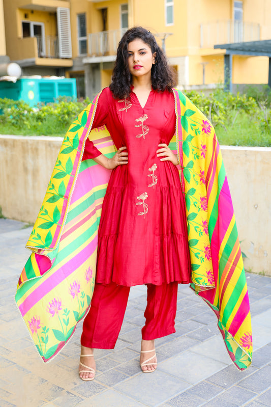 Gathered Kalidar set - Maroon