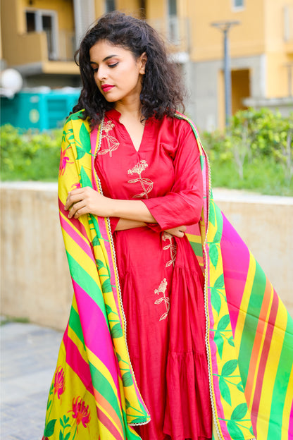 Gathered Kalidar set - Maroon
