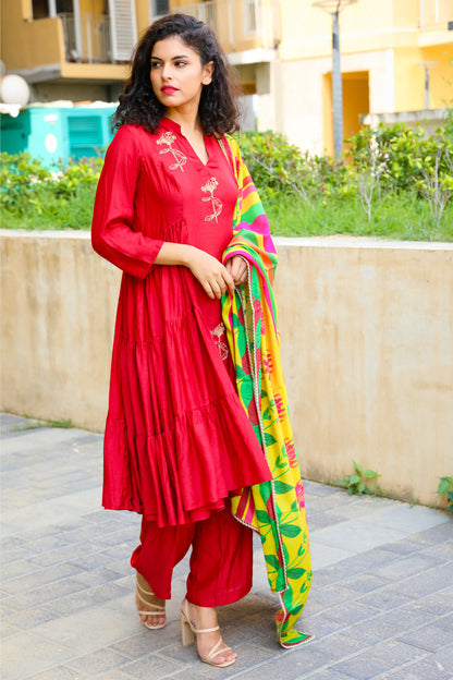 Gathered Kalidar set - Maroon